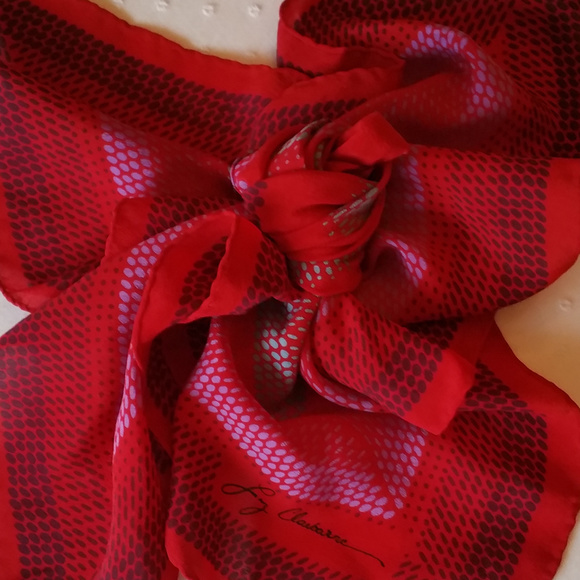 Vintage 80's Red Geometric Design Scarf - Picture 2 of 5